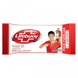 Jabón en barra Antibacterial Lifebuoy Total 10 3 x 125 grs