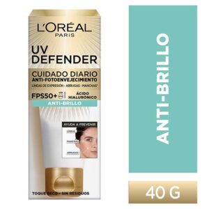 Crema Facial Anti Brillo sin color UV Defender L'Oréal Paris FPS 50 x 40 grs