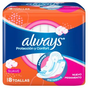 Toallas Sanitarias Always de día Protección y Confort Suave con alas x 8 uds