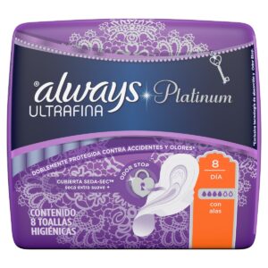 Toallas Sanitarias Always de día Platinum Ultrafina con alas x 8 uds