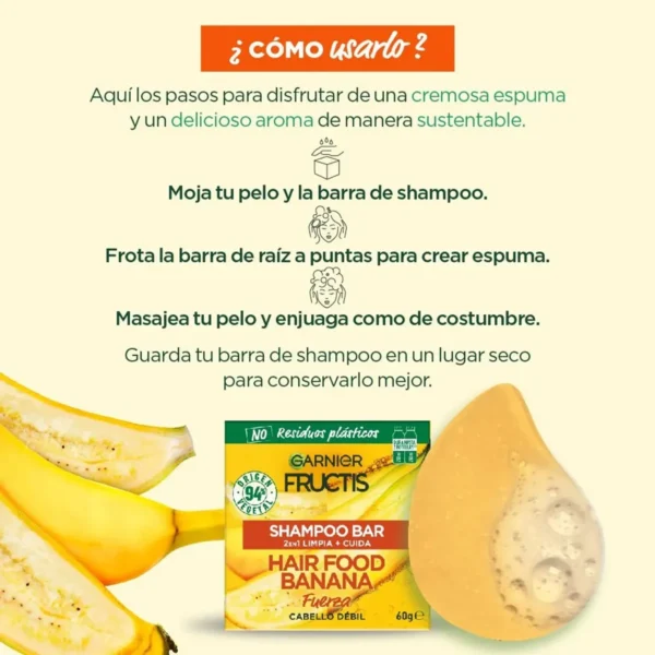 Shampoo sólido Fructis Hair Food Banana x 60 grs