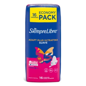 Toallas Sanitarias Siempre Libre Adapt Plus Ultrafina Suave con alas