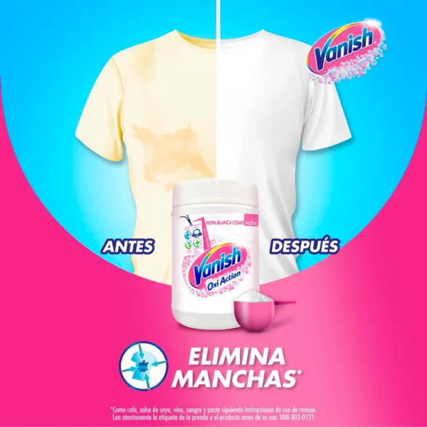 Quitamanchas en polvo Vanish Oxi Action Ropa Blanca x 450 grs