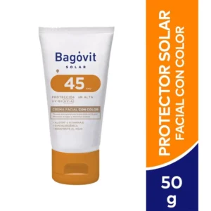 Protector solar facial Bagovit con color FPS 45 x 50 grs