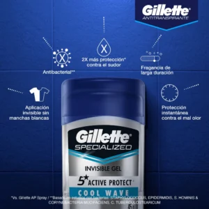 Antitranspirante en gel Gillette Specialized Cool Wave x 45 grs