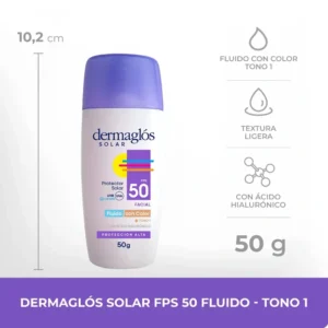 Protector Solar Facial Dermaglós Fluido con Color FPS 50 x 50 grs